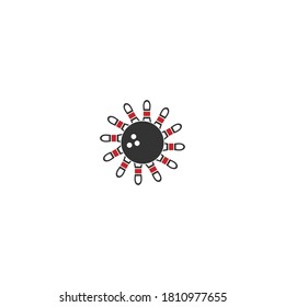 Bowling pins icon logo vector design
