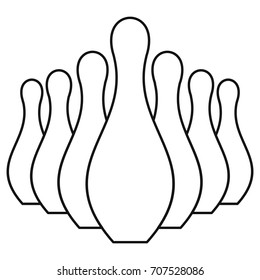 Bowling pins icon in outline style vector illustration for design and web isolated on white background. Bowling pins vector object for label and advertising