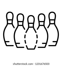 Bowling pins icon. Outline bowling pins vector icon for web design isolated on white background
