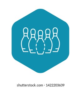 Bowling pins icon. Outline bowling pins vector icon for web design isolated on white background