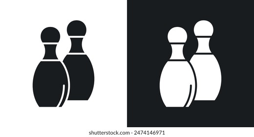 Bowling pins icon set. Bowling ball and pin vector symbol. Bowling game skittles sign.