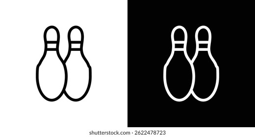 Bowling pins icon shape graphic simple plain clipart symbol. thin line outline art