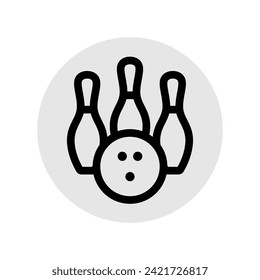 Bowling pins icon (skittles). Symbol of game, recreation or sports competition. Bowling figures.