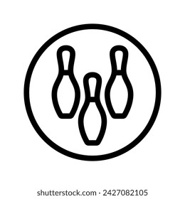Bowling pins icon (skittles). Symbol of game, recreation or sports competition. Bowling figures.