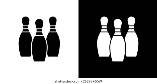 Bowling pins icon in solid flat trendy design style.