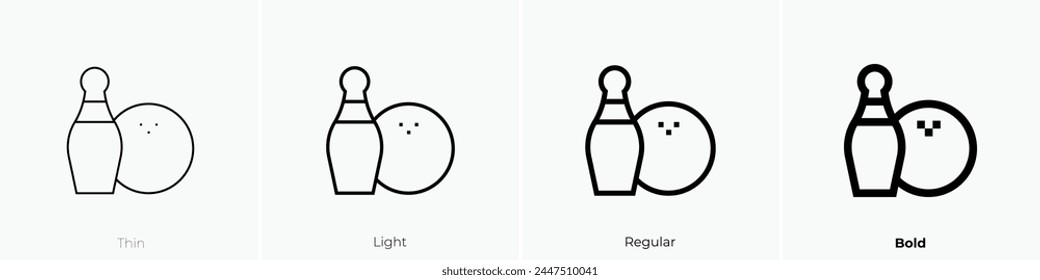 bowling pins icon. Thin, Light Regular And Bold style design isolated on white background