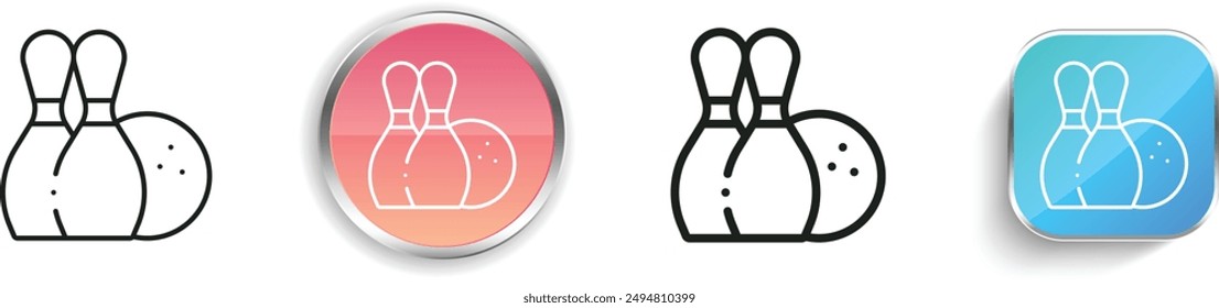bowling pins icon. Thin Linear, Regular and Button Style Design Isolated On White Background