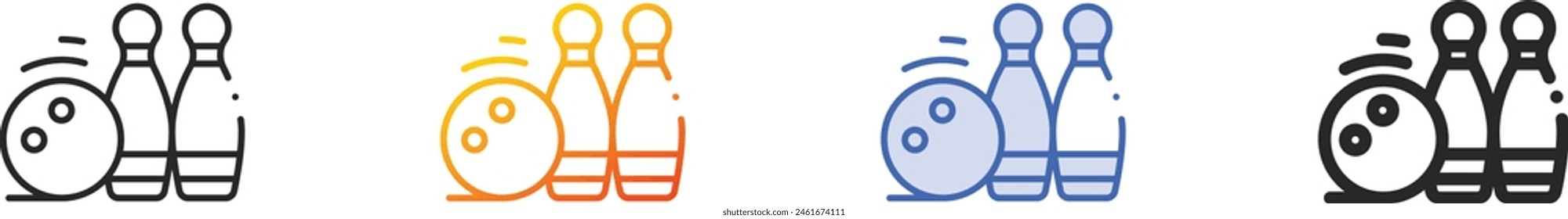 bowling pins icon.Thin Linear, Gradient, Blue Stroke and bold Style Design Isolated On White Background