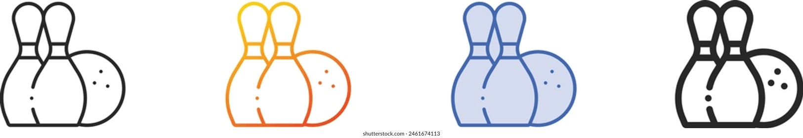 bowling pins icon.Thin Linear, Gradient, Blue Stroke and bold Style Design Isolated On White Background