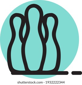 Bowling pins, illustration, vector on white background.