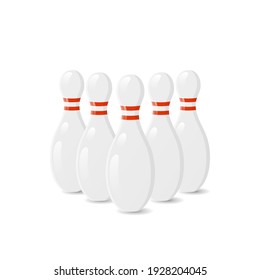 Bowling pins isolated on white background. Sports equipment. Vector illustration