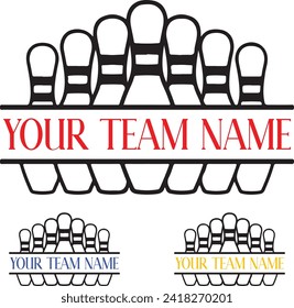 Bowling pins monogram instant digital download eps