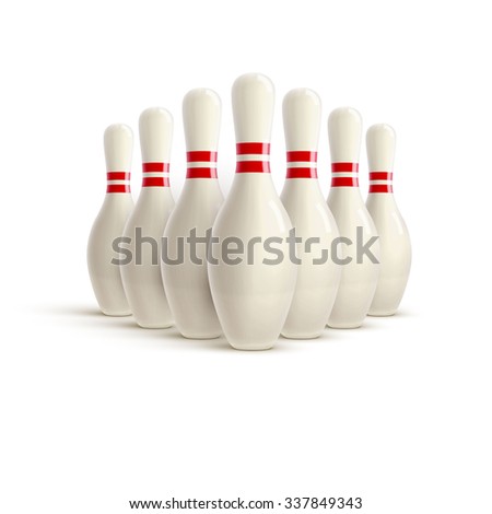 bowling pins, bowling object, bowling realistic theme  Editable vector on white background 
