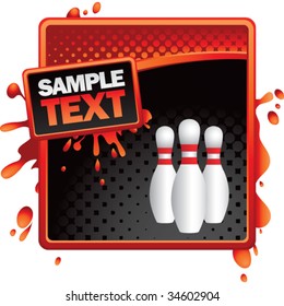 bowling pins on grungy splattered background