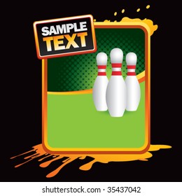 bowling pins on grungy splattered background