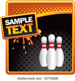 bowling pins on grungy splattered background
