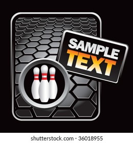 bowling pins on hexagon background