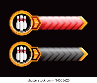 bowling pins on ribbon banner