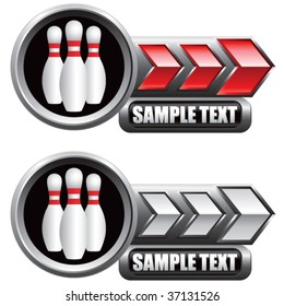 bowling pins on shiny arrow banners