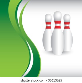 bowling pins on vertical wave background