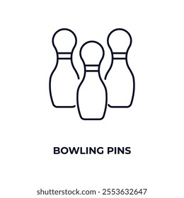 bowling pins outline icon. Linear vector from entertainment concept. Thin line bowling pins icon isolated on white background