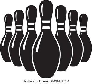 Bowling Pins Rack Silhouette Vector for Bowling Leagues and Sports Icons