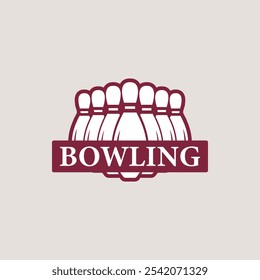 bowling pins retro logo vintage illustration design, sign or symbol