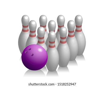 bowling pins set and ball, vector illustration 
