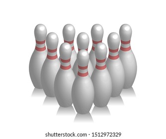 Bowling Pins Set, Vector Illustration 