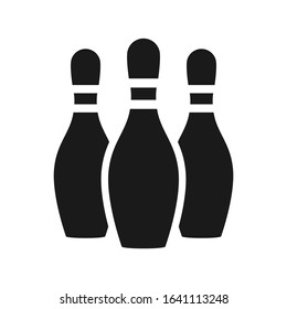 Bowling pins simple black isolated vector icon.