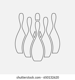 Bowling pins simple icon. Contour illustration.