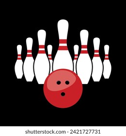 Bowling pins (skittles) illustration. Symbol of game, recreation or sports competition. Bowling figures.