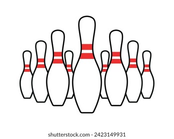 Bowling pins (skittles) illustration. Symbol of game, recreation or sports competition. Bowling figures.