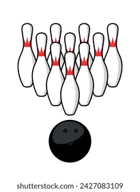 Bowling pins (skittles) illustration. Symbol of game, recreation or sports competition. Bowling figures.
