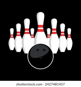 Bowling pins (skittles) illustration. Symbol of game, recreation or sports competition. Bowling figures.