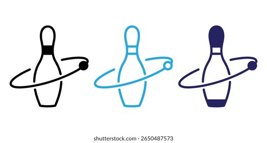 Bowling pins striking with ball motion graphic showcasing skill and precision in a vector illustration of classic sport.