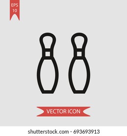 Bowling pins vector icon, illustration symbol