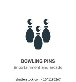 Bowling pins vector icon on white background. Flat vector bowling pins icon symbol sign from modern entertainment and arcade collection for mobile concept and web apps design.