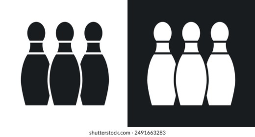 Bowling pins vector icon set in solid style.