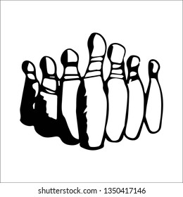 bowling pins vector sketch