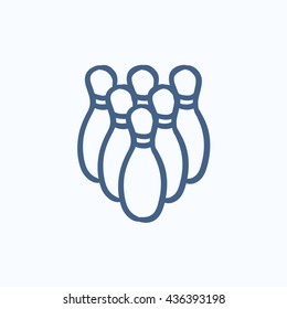 Bowling pins vector sketch icon isolated on background. Hand drawn Bowling pins icon. Bowling pins sketch icon for infographic, website or app.