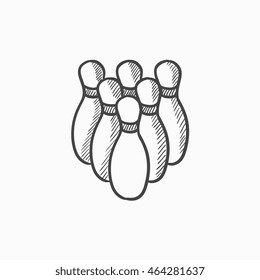 Bowling pins vector sketch icon isolated on background. Hand drawn Bowling pins icon. Bowling pins sketch icon for infographic, website or app.