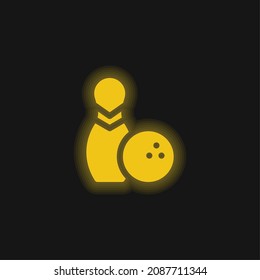 Bowling Pins Yellow Glowing Neon Icon