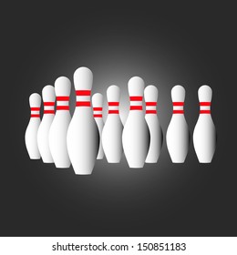 Bowling pins,on black background