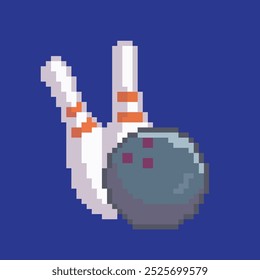 arte em pixels de boliche, ilustração vetorial em fundo isolado.