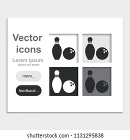 Bowling placed on web page template flat vector icon.