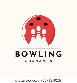 bowling play vintage logo vector minimalist illustration design, tournament bowling logo design