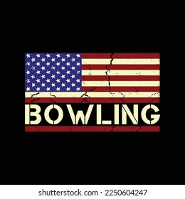 Bowling Player American Flag funny t-shirt design