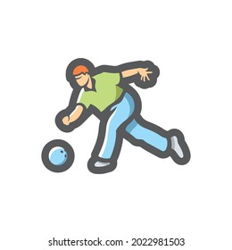 Bowling Player Athlete Vector icon Cartoon illustration