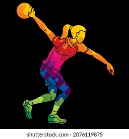 Bowling Player Bowler Action Cartoon Sport Graphic Vector